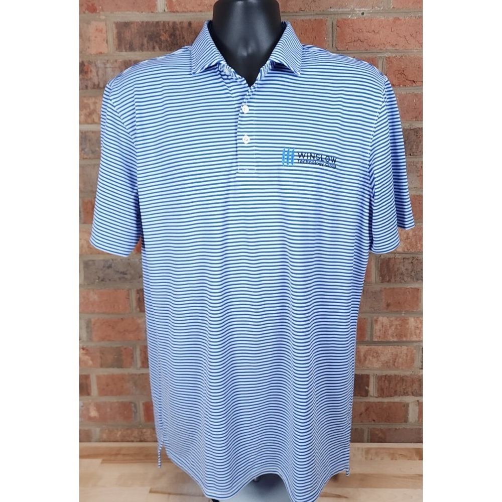 Holderness & Bourne Golf Polo Winslow Tech Blue Mens Size Large Tailored Fit
